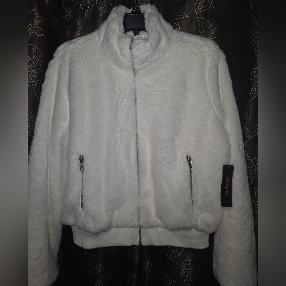 Ambiance Women's Cream Teddy Jacket - Picture 2 of 3